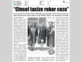 BASINDA BAROMUZ (Cinsel Tacize Rekor Ceza)
