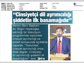 BASINDA BAROMUZ (Baro Bşk. Bilgin Yeşilboğaz: "Cinsiyet Ayrımcılığı Şiddetin İlk Basamağıdır")
