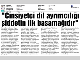 BASINDA BAROMUZ (Baro Bşk. Bilgin Yeşilboğaz: "Cinsiyet Ayrımcılığı Şiddetin İlk Basamağıdır")