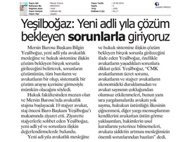 BASINDA BAROMUZ (Yeşilboğaz; "Yeni Adli Yıla Çözüm Bekleyen Sorunlarla Giriyoruz")