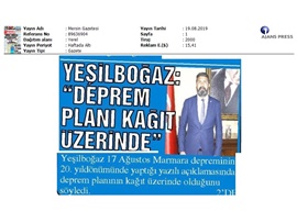 BASINDA BAROMUZ (Yeşilboğaz: "Deprem Planı Kağıt Üzerinde")