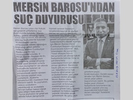 BASINDA BAROMUZ (Mersin Barosu Başkanlığı'nca ‘yasa dışı hukuki danışmanlık’ yapan şirket yetkililerine karşı suç duyurusunda bulunuldu.)