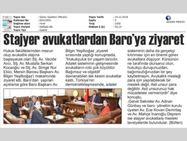 BASINDA BAROMUZ (Stajyer Avukatlardan Baro Başkanımıza Ziyaret)