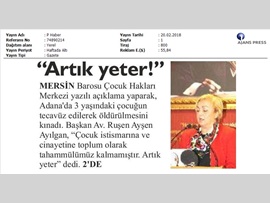BASINDA MERSİN BAROSU (Av. Ruşen Ayşen Ayılgan: Artık Yeter ! ")