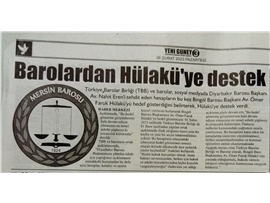 Tehdit edilen Bingöl Barosu Başkanına Barolardan destek