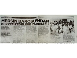 Mersin Barosu'ndan depremzedelere yardım eli