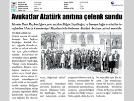 BASINDA BAROMUZ (Mersin Barosu Atatürk Anıtı'na Çelenk Sundu)
