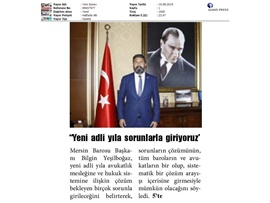 BASINDA BAROMUZ (Yeşilboğaz; "Yeni Adli Yıla Çözüm Bekleyen Sorunlarla Giriyoruz")
