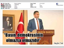 BASINDA BAROMUZ (Baro Başkanımız Dünya Gazeteciler Günü'nü Kutladı) 21. 10. 2017
