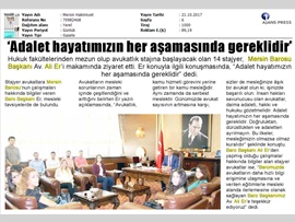 BASINDA BAROMUZ (Stajyer Avukatların Başkanımıza Ziyareti-Adalet Hayatımızın Her Aşamasında Gerekli)