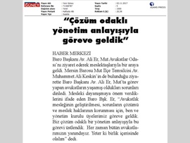 BASINDA BAROMUZ (Baro Başkanı Av. Ali Er, Mut Avukatlar Odası'nı Ziyaret Etti)