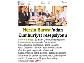 Mersin Barosu Cumhuriyet Resepsiyonu düzenledi