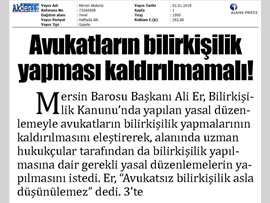 BASINDA BAROMUZ (Baro Bşk. Er, "Avukatsız Bilirkişilik Düşünülemez" Dedi)