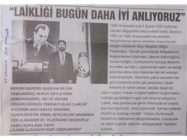 BASINDA BAROMUZ (Yeşilboğaz: "Laikliğin Gerekliliğini Bugün Daha İyi Anlıyoruz")
