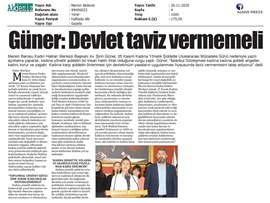 BASINDA BAROMUZ (Kadına Şiddete Karşı Uluslararası Mücadele Günü mesajı)