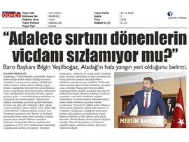 BASINDA BAROMUZ (Başkanımız Yeşilboğaz'dan Aladağ Yurt Yangını Mesajı)
