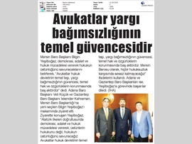 BASINDA BAROMUZ (Adana ve Gaziantep Baro Başkanlarından Baro Başkanımız Bilgin Yeşilboğaz'a Ziyaret)