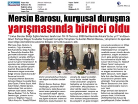 BASINDA BAROMUZ (Mersin Barosu Kurgusal Duruşma Yarışmasında Akdeniz Bölge Birincisi Oldu)