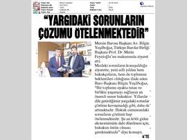 BASINDA BAROMUZ (Baro Başkanımız Av. Bilgin Yeşilboğaz, TBB Bşk. Feyzioğlu'nu Ziyaret Etti)