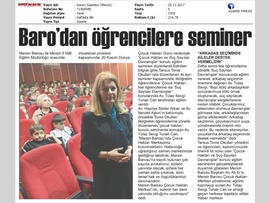 BASINDA BAROMUZ (Baromuz, 20 Kasım Dünya Çocuk Hakları Günü nedeniyle ‘Çocuk Hakları ve Suç Sayılan Davranışlar’ konulu eğitim semineri düzenledi.) 22.11.2017