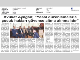 BASINDA BAROMUZ (Mersin Barosu Çocuk Hakları Merkezi Bşk. Av. Ruşen Ayşen Ayılgan'ın 'Dünya Çocuk Hakları Haftası' Basın Açıklaması)