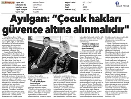 BASINDA BAROMUZ (Mersin Barosu Çocuk Hakları Merkezi Bşk. Av. Ruşen Ayşen Ayılgan'ın 'Dünya Çocuk Hakları Haftası' Basın Açıklaması)