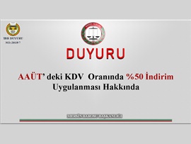 AAÜT' deki KDV Oranında İndirim Uygulanması Hakkında