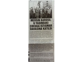 Mersin Barosu, 6 yaşındaki çocuğa istismar davasına katıldı