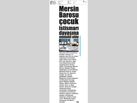 BASINDA BAROMUZ (Mersin Barosu Çocuk İstismar Davasına Müdahil Oldu)