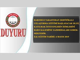 UZLAŞTIRMA EĞİTİMİ DUYURU