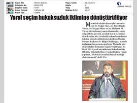 BASINDA BAROMUZ (Yeşilboğaz: "Yerel Seçim Hukuksuzluk İklimine Dönüştü")