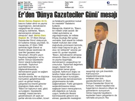 BASINDA BAROMUZ (Baro Başkanımız Dünya Gazeteciler Günü'nü Kutladı) 21. 10. 2017