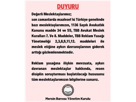 REKLAM YASAĞI HAKKINDA DUYURU