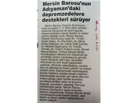 Mersin Barosu Deprem Komisyonu Adıyaman'da