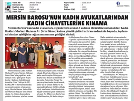 BASINDA BAROMUZ (Diyarbakır Barosu Üyesi Kadın Avukatın Öldürülmesi ile İlgili Basın Açıklaması)
