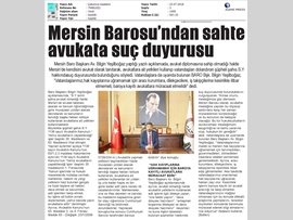 BASINDA BAROMUZ (Mersin Barosu'ndan Sahte Avukat İçin Suç Duyurusu)