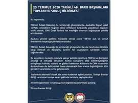 46. BARO BAŞKANLARI TOPLANTISI SONUÇ BİLDİRGESİ