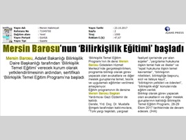 BASINDA BAROMUZ (Bilirkişilik Temel Eğitim Programı Başladı)