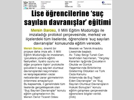 BASINDA BAROMUZ (Mersin Barosu'ndan Lise Öğrencilerine 'Suç Sayılan Davranışlar' Eğitimi) 21.10.2017