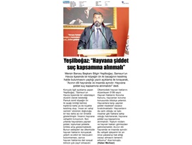 BASINDA BAROMUZ (Yeşilboğaz, "Hayvana şiddet suç kapsamına alınmalı)