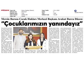 BASINDA BAROMUZ (Mersin Barosu Çocuk Hakları Merkezi'nin Dünya Çocuk Hakları Günü mesajı)