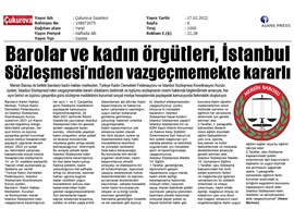 Barolar ve kadın örgütleri, İstanbul Sözleşmesi'nden vazgeçmemekte kararlı