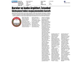 Barolar ve kadın örgütleri, İstanbul Sözleşmesi'nden vazgeçmemekte kararlı