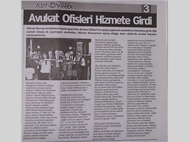 BASINDA BAROMUZ (Mersin Barosu Avukat Ofisleri Açıldı)