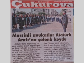 BASINDA BAROMUZ (Mersin Barosu Atatürk Anıtı'na Çelenk Sundu)