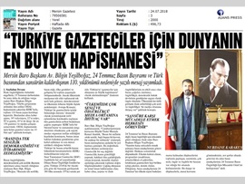 BASINDA BAROMUZ (Yeşilboğaz: "Türkiye, Gazeteciler İçin Dünyanın En Büyük Hapishanesi")