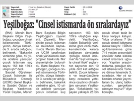 BASINDA BAROMUZ (Türkiye Cinsel İstismarda Dünya 3.'sü)