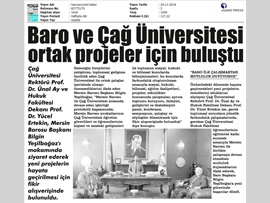BASINDA BAROMUZ (Mersin Barosu ve Çağ Üniversitesi Yeni Projelerde Buluşuyor)