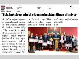 BASINDA BAROMUZ (Yemin Töreni-Hak, Hukuk, Adalet Slogan Olmaktan Öteye Gitmiyor)