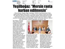 Başkanımız Yeşilboğaz'dan Mersin Ziraat Mühendisleri Odası'na ziyaret